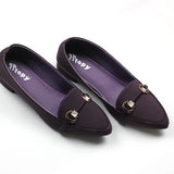 Pointed-Toe Comfortable Slip-On Court Shoes