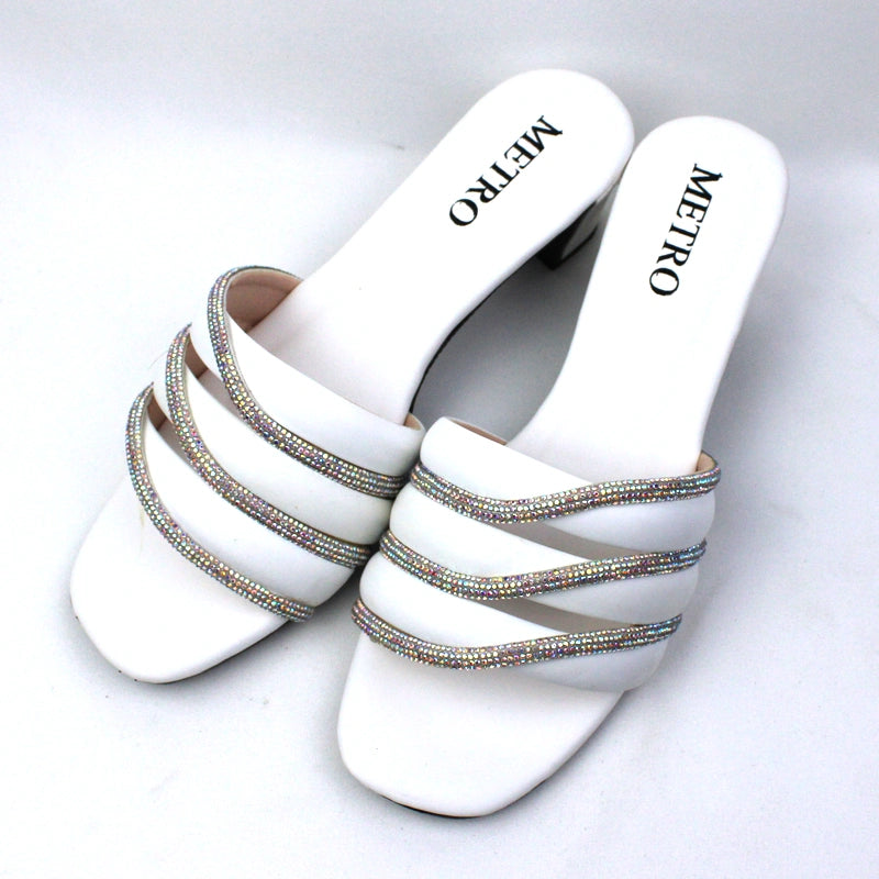 Mesh Stripes Block Heel