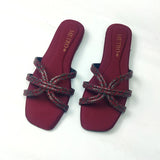 Elegant Rhinestone Cross Strap Ladies Slippers – Fancy Flats for Women