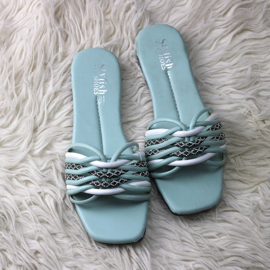 Stylish Braided Crystal Strappy Flats for Women