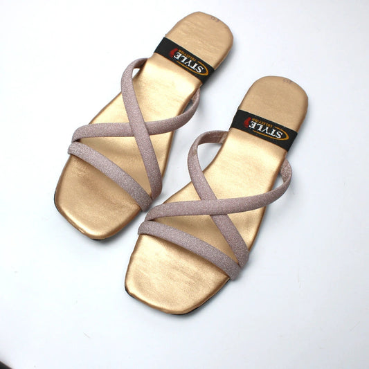 Glitter Mesh Stripes TPR Slide