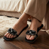 Zari Crystal Embellished Transparent Strap Flat – Festive Collection