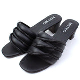 Mesh Stripes Block Heel