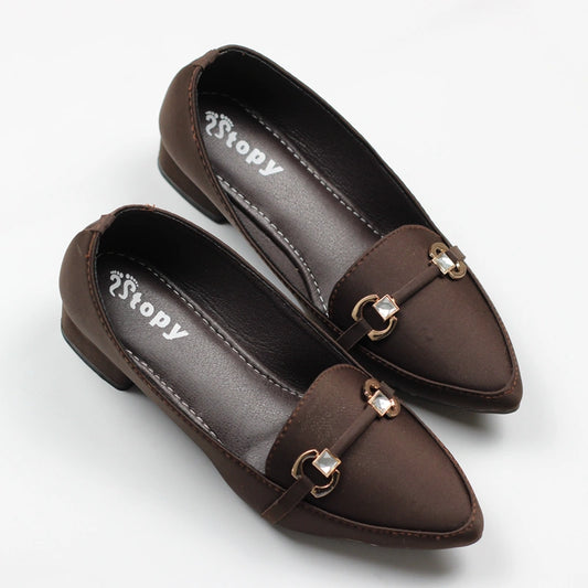 Pointed-Toe Comfortable Slip-On Court Shoes