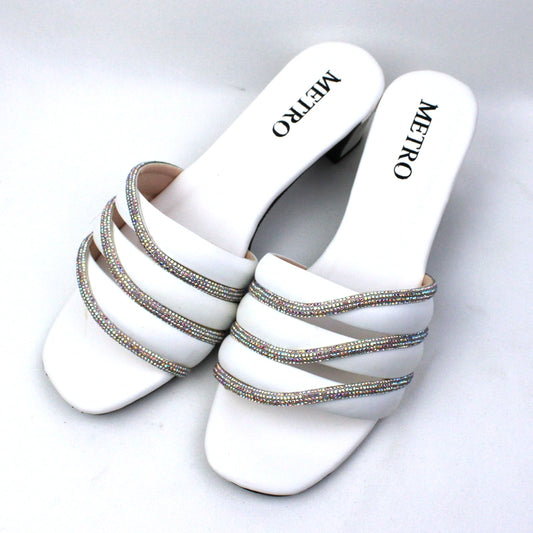 Mesh Stripes Block Heel