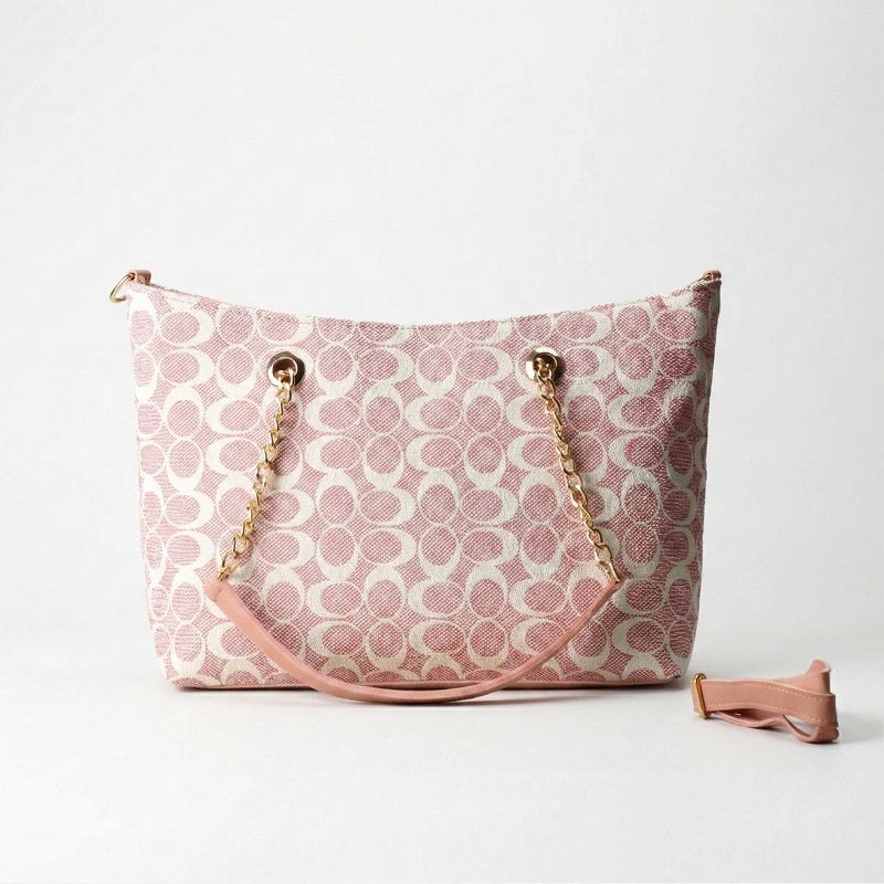 Coach Signature City Tote Bag – Blush Pink & White Canvas