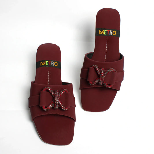 Faded Mesh Bow Slide