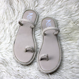 White Pearl Embellished Toe-Ring Flats – Elegant Summer Collection