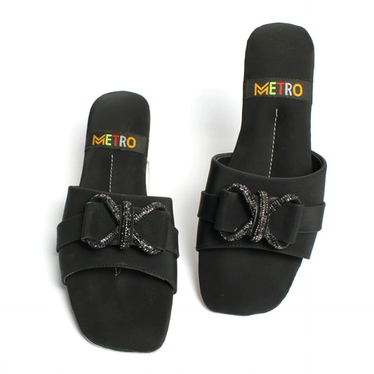 Faded Mesh Bow Slide