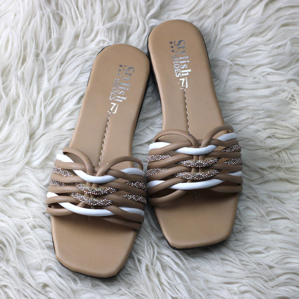 Stylish Braided Crystal Strappy Flats for Women