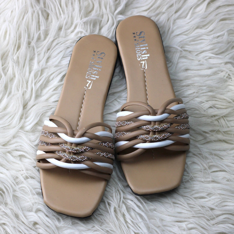 Stylish Braided Crystal Strappy Flats for Women