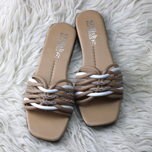Stylish Braided Crystal Strappy Flats for Women