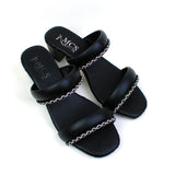 Mesh & Stripe Block Heels ( 4 Colors )