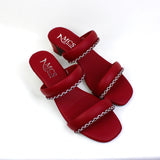 Mesh & Stripe Block Heels ( 4 Colors )