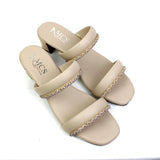 Mesh & Stripe Block Heels ( 4 Colors )