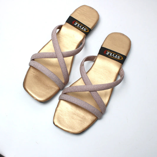 Glitter Mesh Stripes TPR Slide