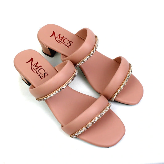Mesh & Stripe Block Heels ( 4 Colors )