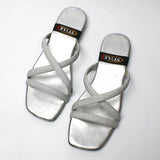 Glitter Mesh Stripes TPR Slide