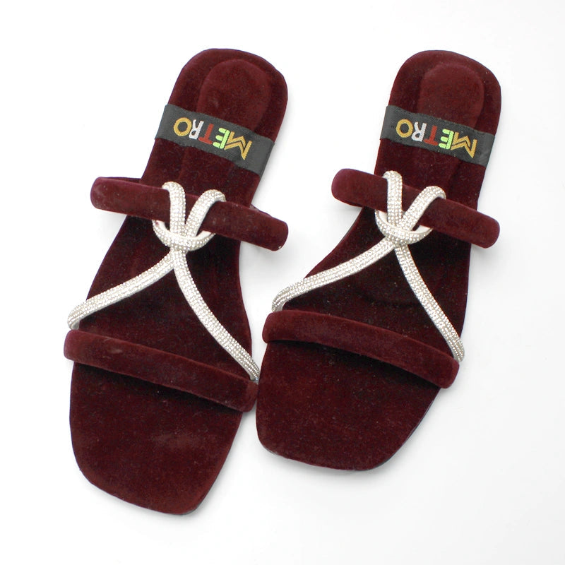 Mesh Knot Velvet Slide