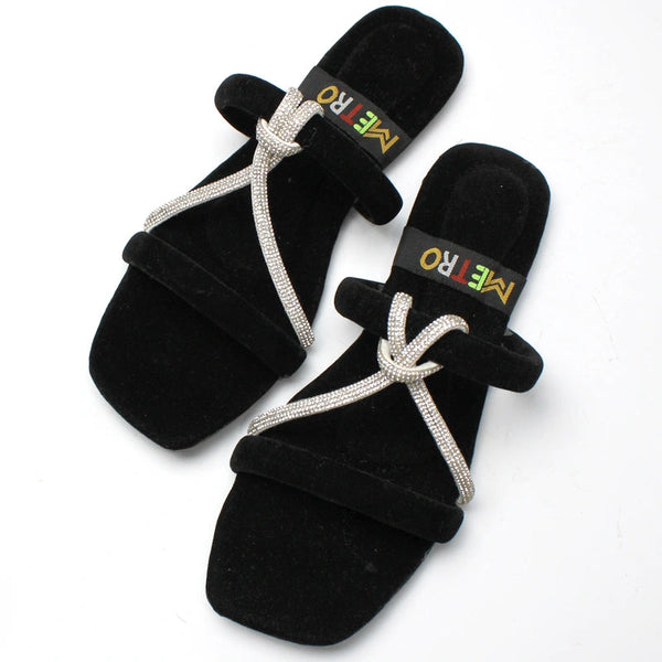 Mesh Knot Velvet Slide