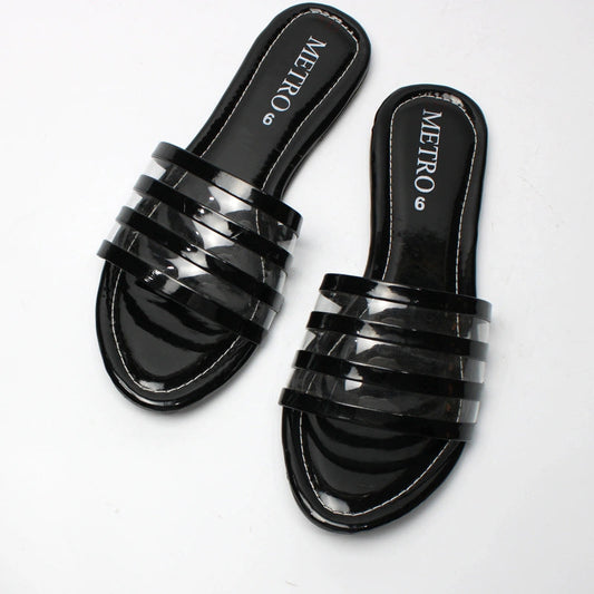 Transparent Stripe Flat Slipper