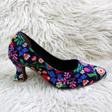 Vibrant Folk Floral Pointed Heels