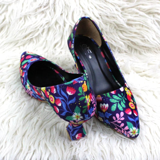 Vibrant Folk Floral Pointed Heels