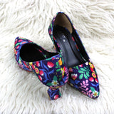 Vibrant Folk Floral Pointed Heels