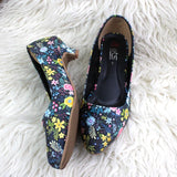 Chic Pointed Toe Floral Low Heel