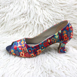 Vibrant Abstract Print Open-Toe Heels