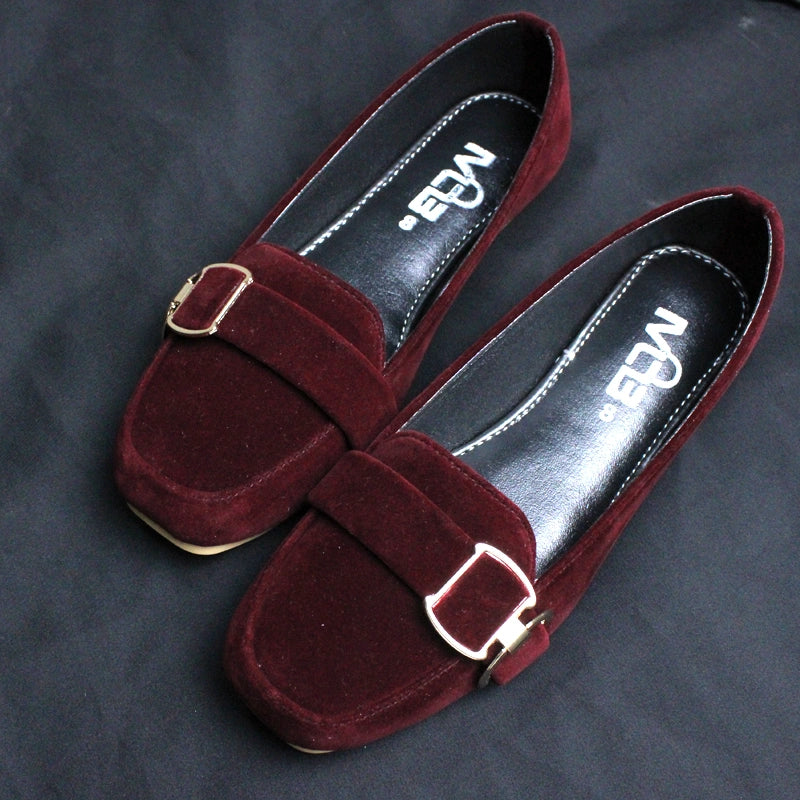 Chic Buckle Velvet Loafers