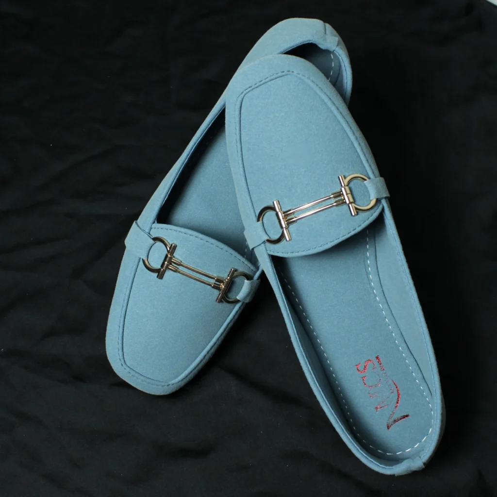 D Buckle Suede Loafer (Cloud Blue)