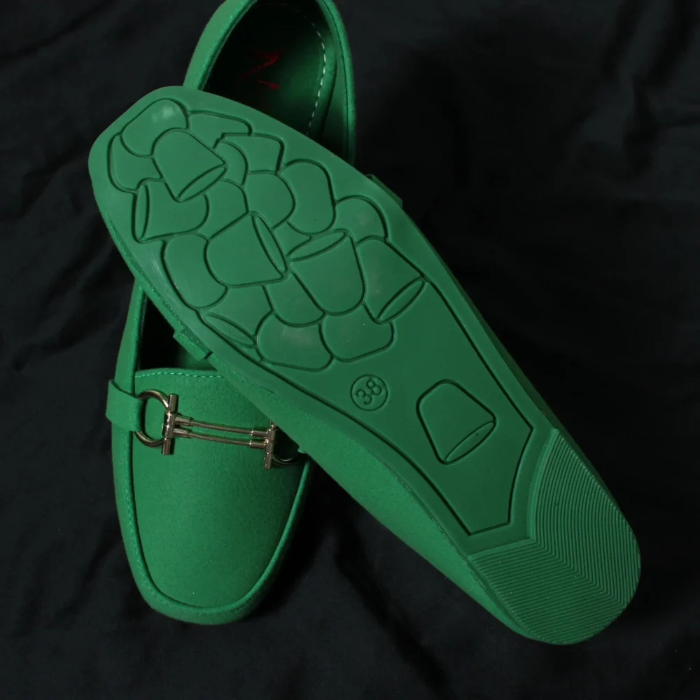 D Buckle Suede Loafer (Green)