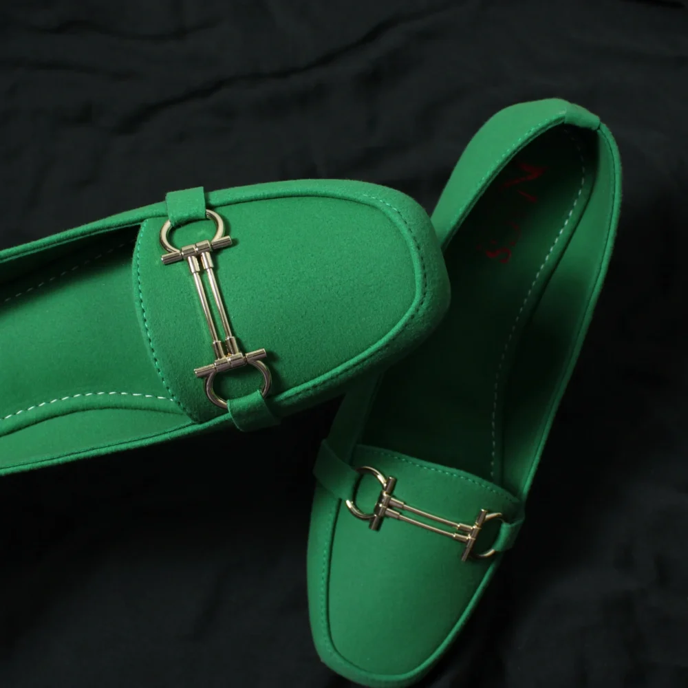 D Buckle Suede Loafer (Green)