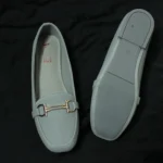 D Buckle Suede Loafer (Light Grey)