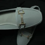 D Buckle Suede Loafer (Light Grey)