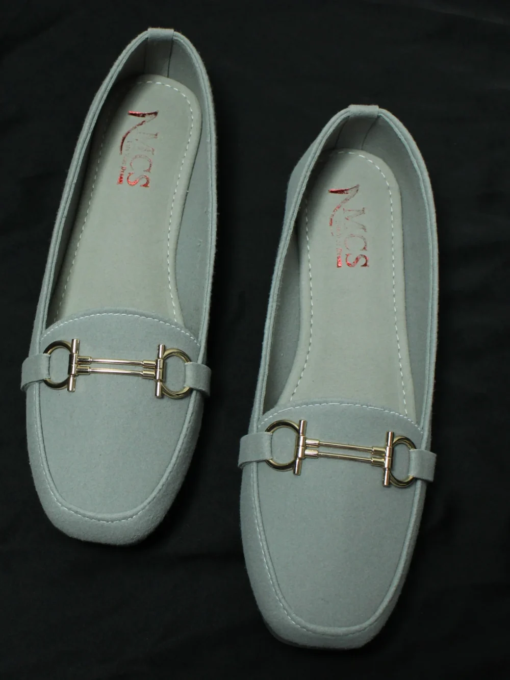 D Buckle Suede Loafer (Light Grey)
