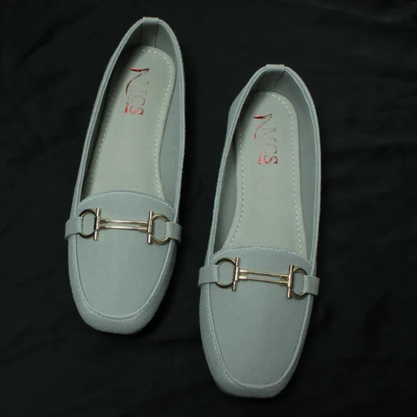 D Buckle Suede Loafer (Light Grey)