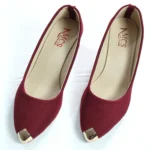 Jute Metal Toe Tip Court Shoe (Maroon)