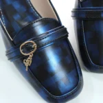 Blue Black Lock Key Buckel Loafer