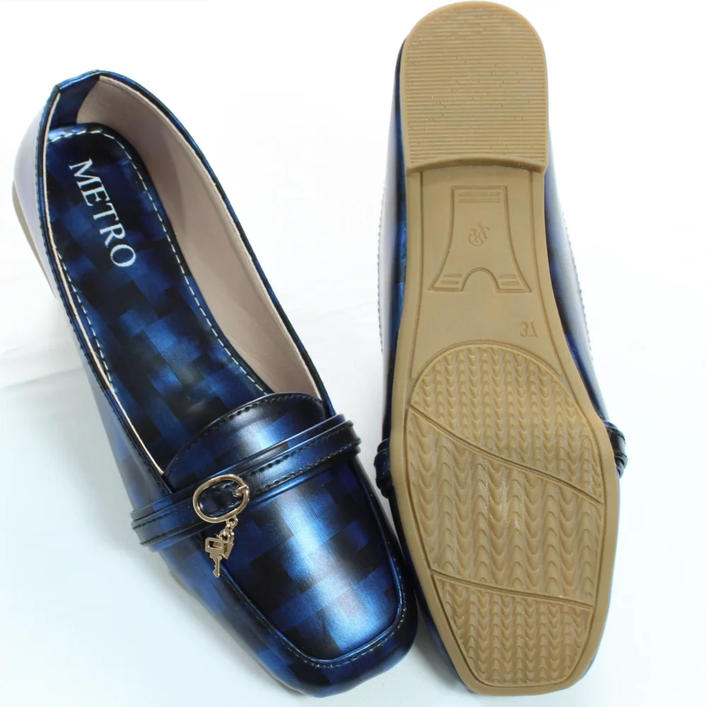 Blue Black Lock Key Buckel Loafer