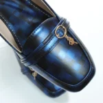 Blue Black Lock Key Buckel Loafer