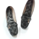 Black Grey Lock Key Buckle Loafer