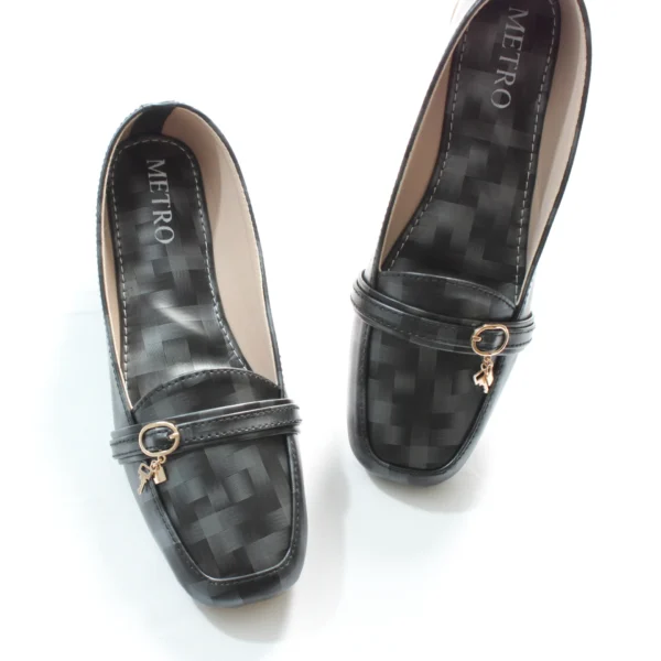 Black Grey Lock Key Buckle Loafer