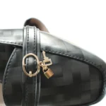 Black Grey Lock Key Buckle Loafer
