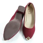 Jute Metal Toe Tip Court Shoe (Maroon)