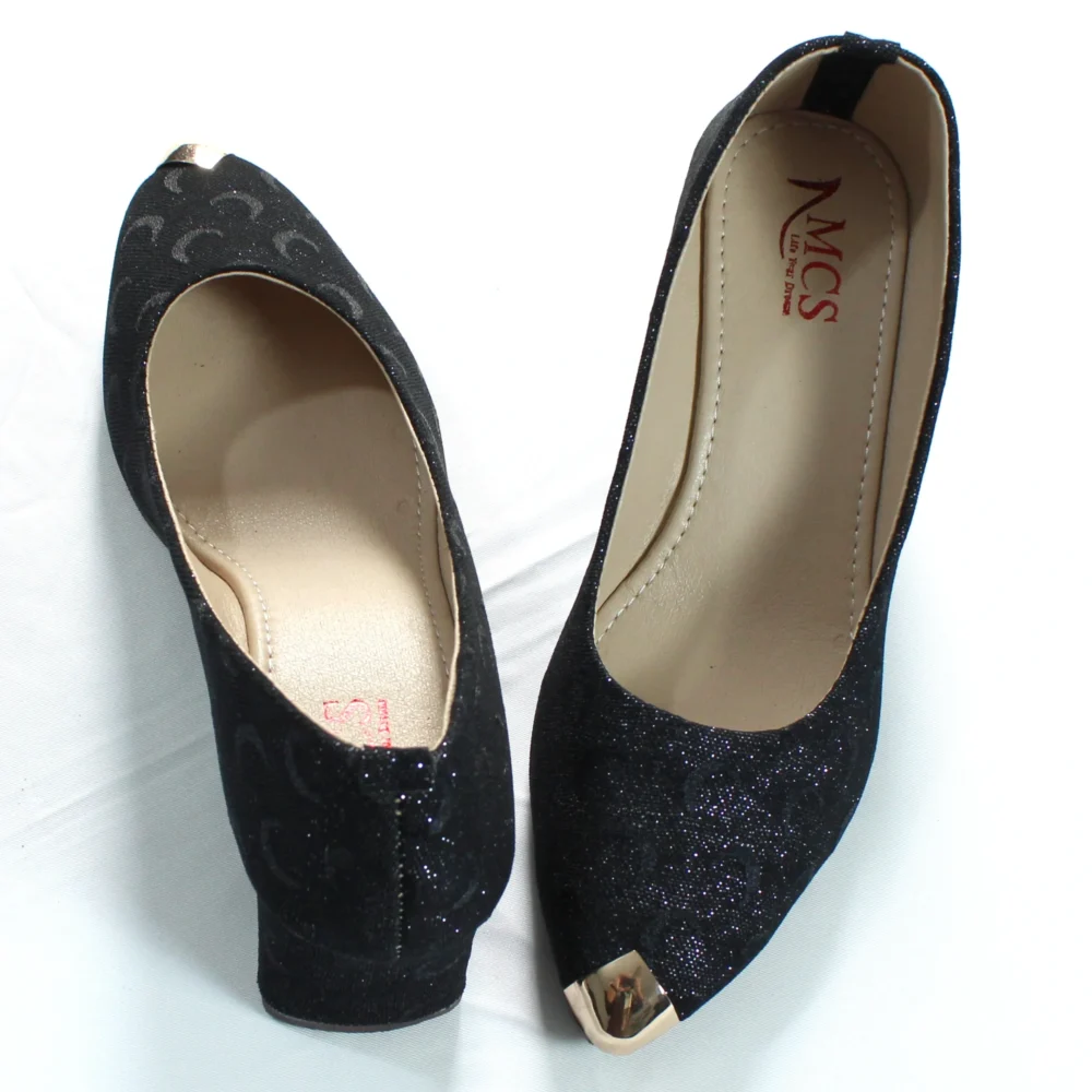 Moon Glitter Dust Court Shoe Metal Toe (Black)