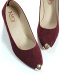 Moon Glitter Dust Court Shoe Metal Toe (Maroon)
