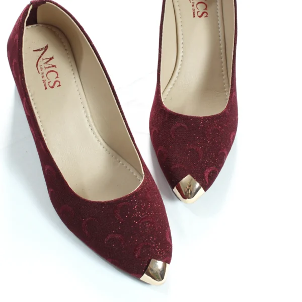 Moon Glitter Dust Court Shoe Metal Toe (Maroon)