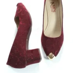 Moon Glitter Dust Court Shoe Metal Toe (Maroon)